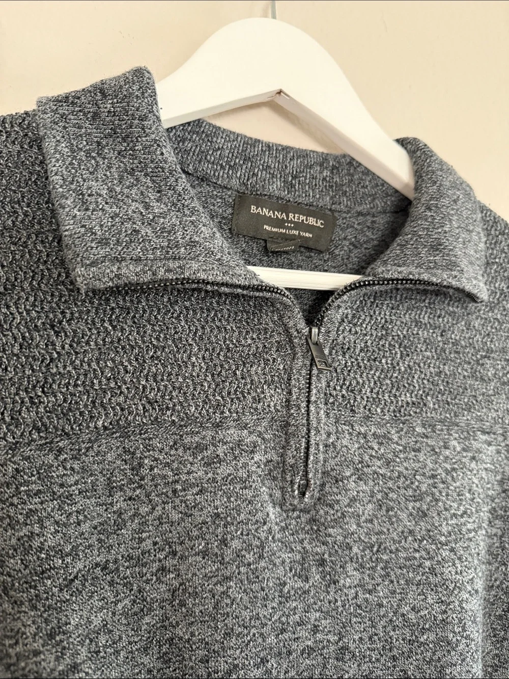 Banana Republic Men’s Charcoal Heather Quarter-Zip Sweater